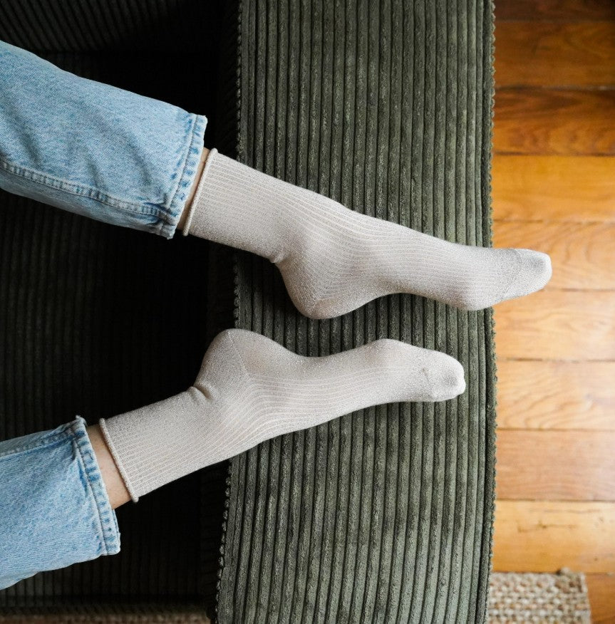 Chaussettes glitter - Beige