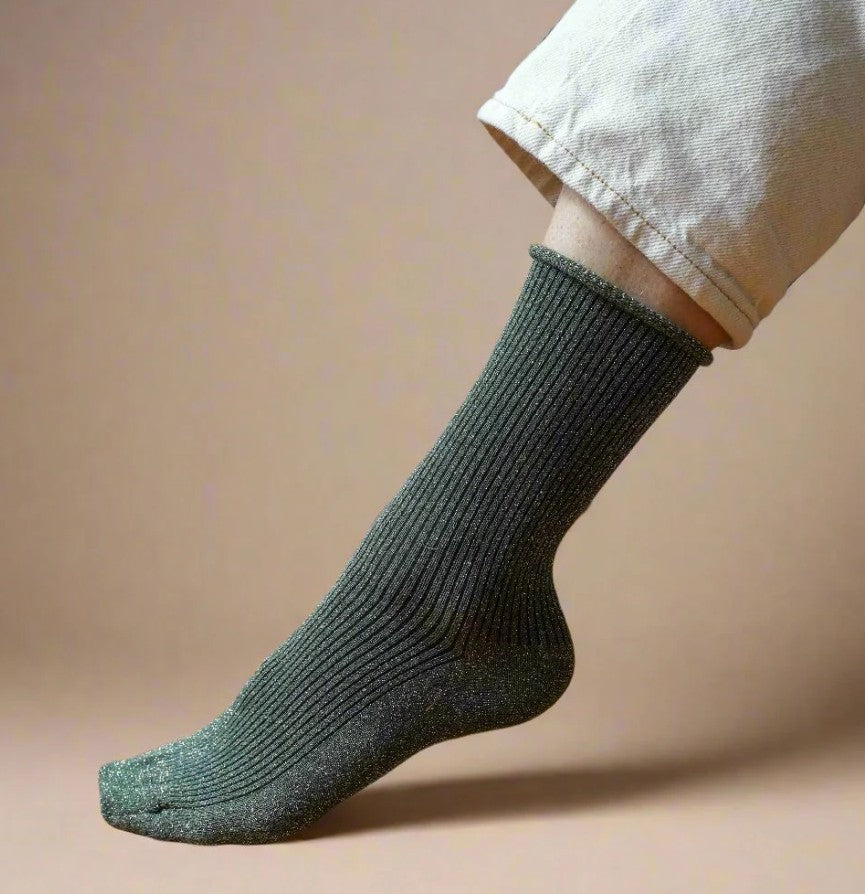 Chaussettes glitter - Kaki