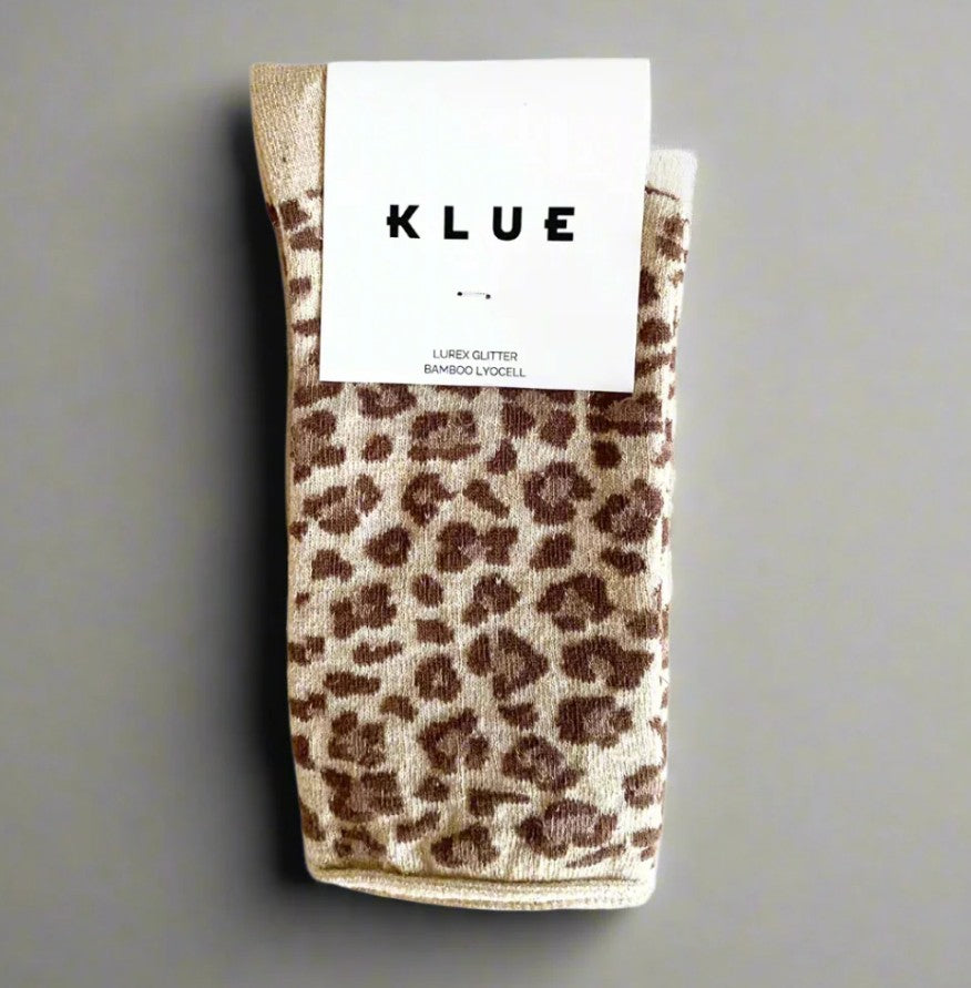 Chaussettes glitter - Leopard beige