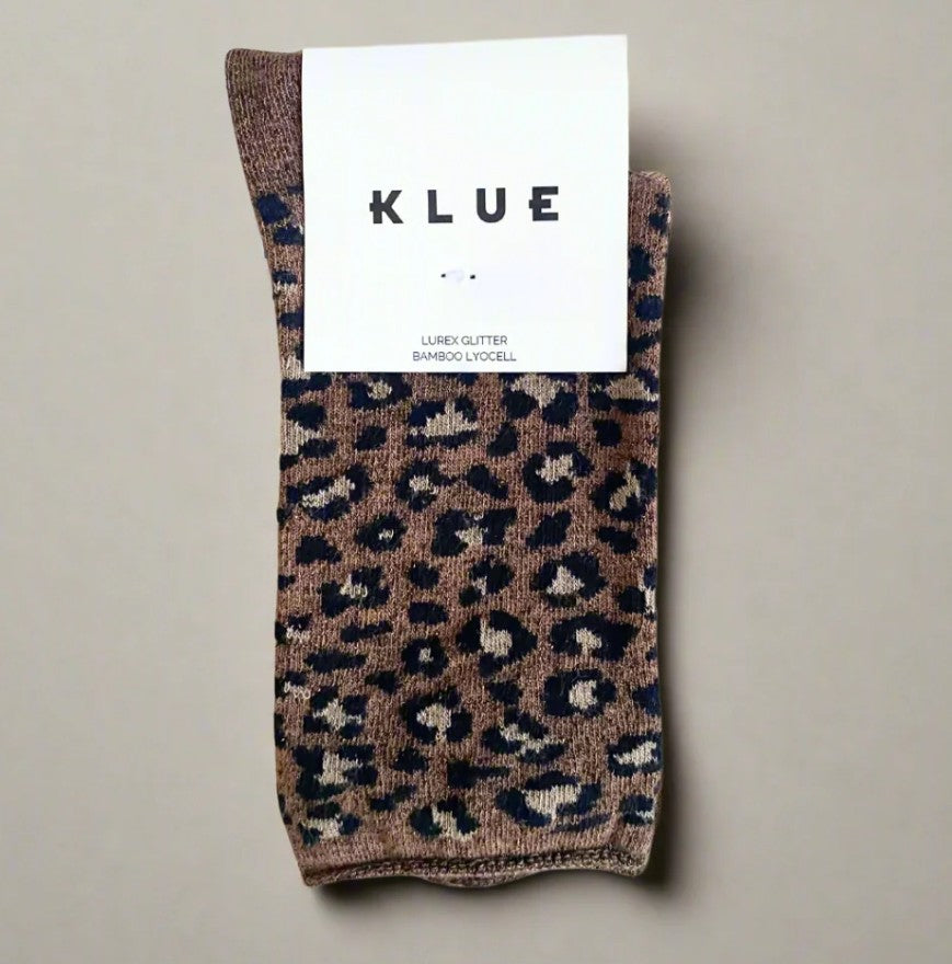 Chaussettes glitter - Leopard marron