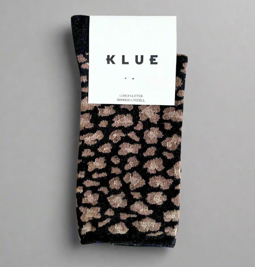 Chaussettes glitter - Leopard noir
