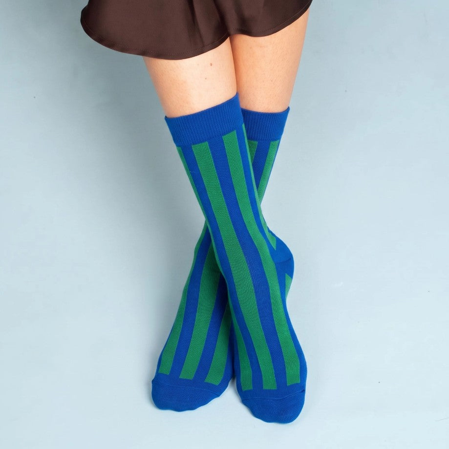 Chaussettes en bambou Retro Bellagio - Bleu cobalt et vert kelly