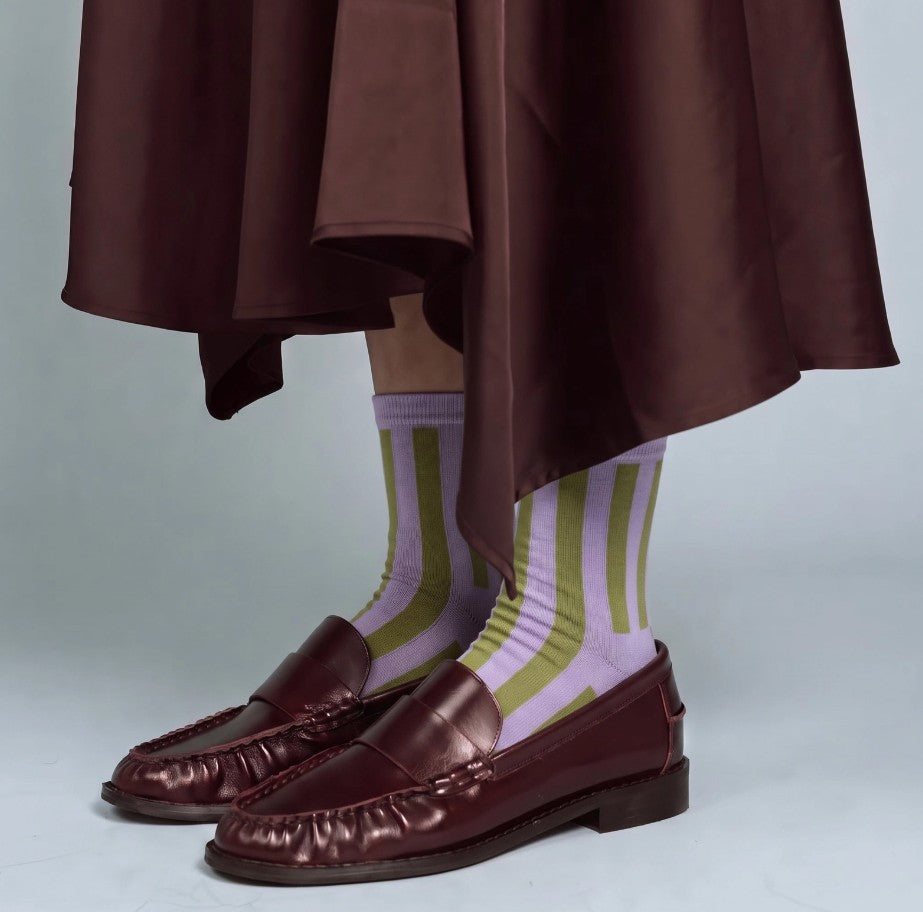 Chaussettes en bambou Retro Bellagio - Lavande et olive