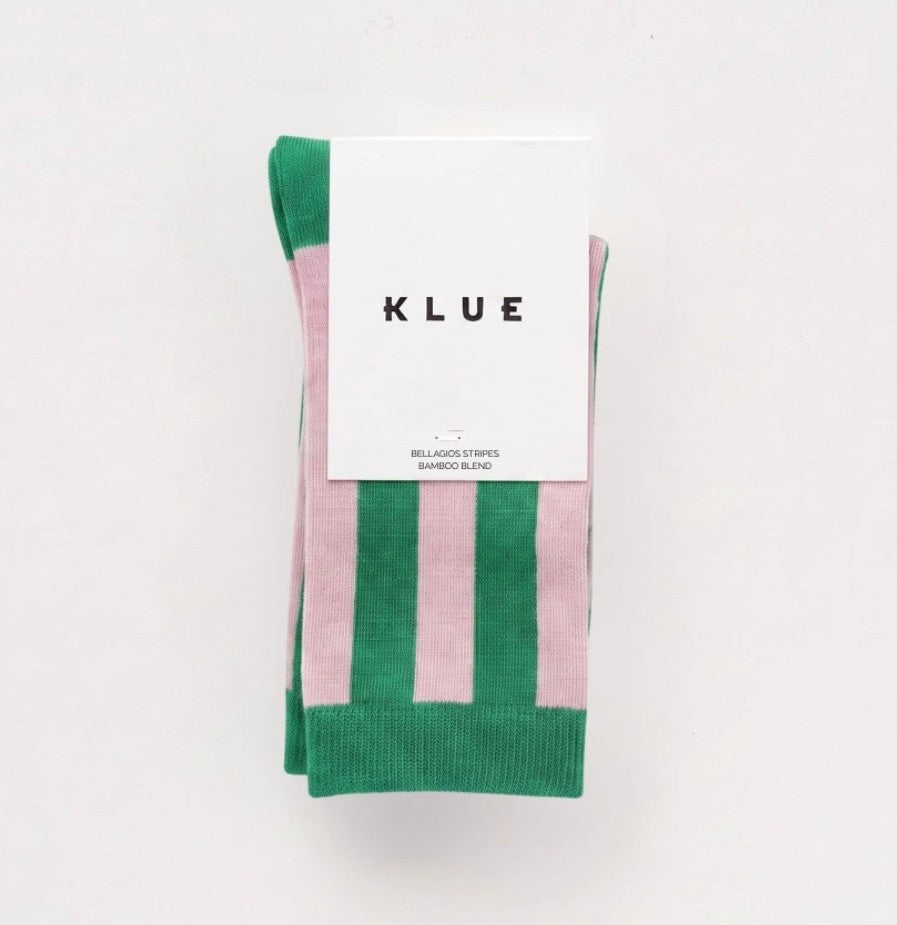 Chaussettes en bambou Retro Bellagio - Vert emeraude et rose pale