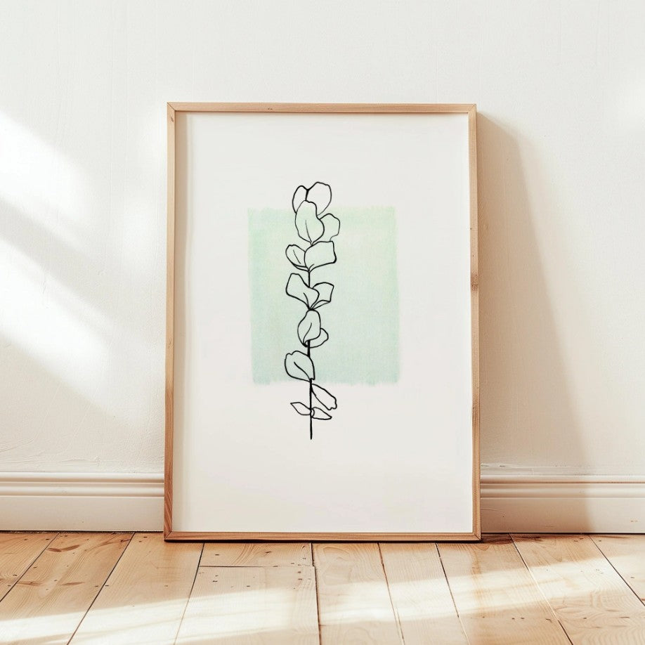 Affiche A2 Eucalyptus lineart vert