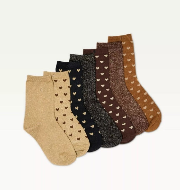 Coffret de 7 chaussettes semainier - Coeur et paillettes