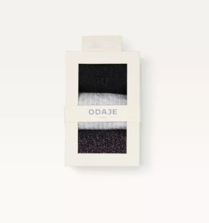 Pack de 3 chaussettes - Cotelé froufrou noir violet argenté