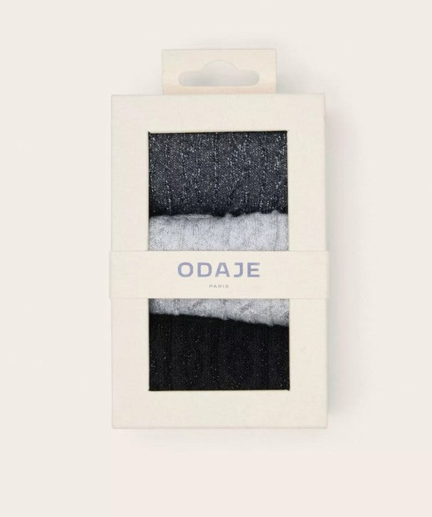 Pack de 3 chaussettes - Torsades argenté gris noir
