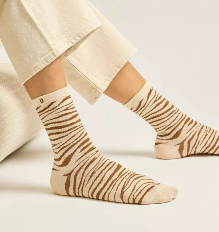 Pack de 3 chaussettes - Paillettes et zèbre marron doré