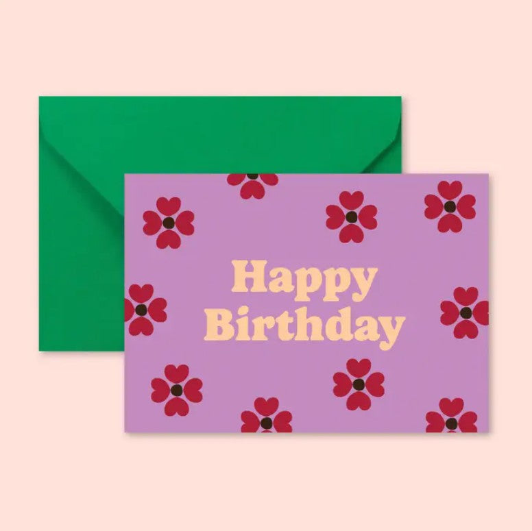 Mini carte avec enveloppe - Happy birthday - fleurs