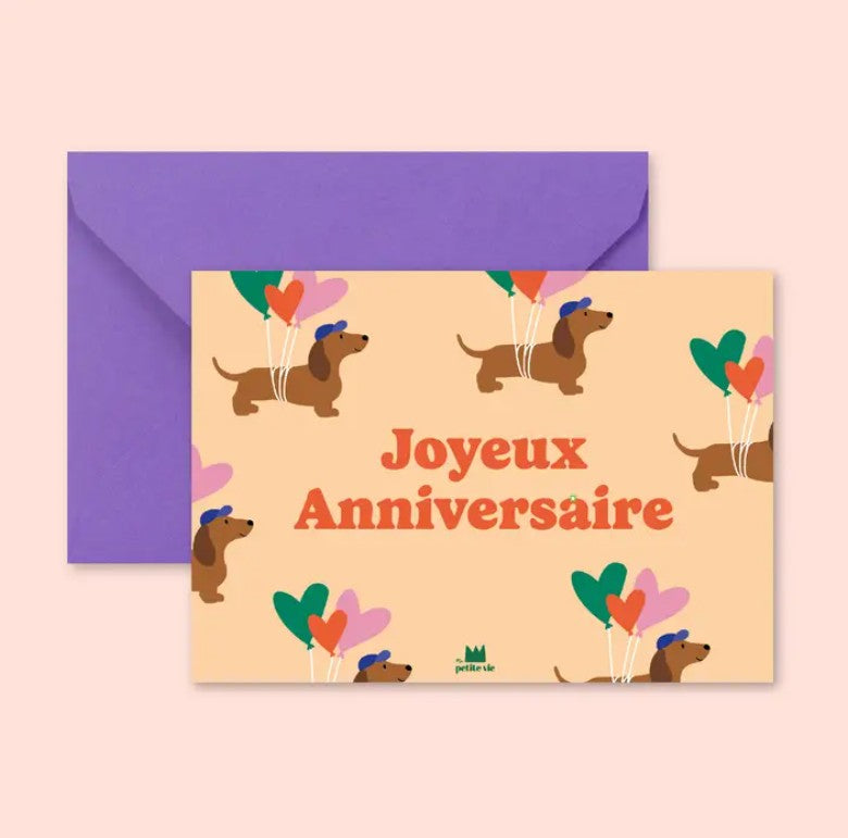 Mini carte avec enveloppe - Joyeux anniversaire - chien