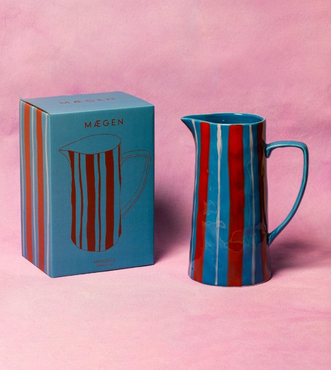 Pichet - Bleu clair/rouge