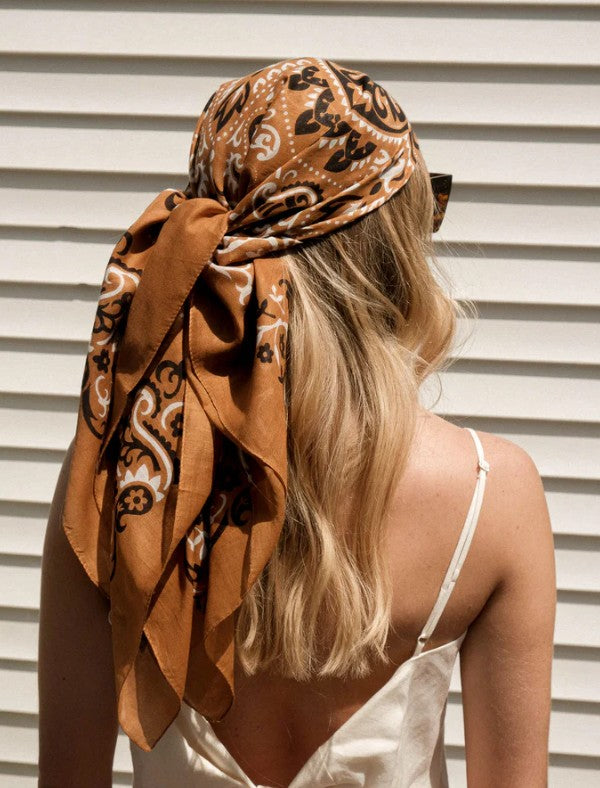 Foulard bandana coton - Camel