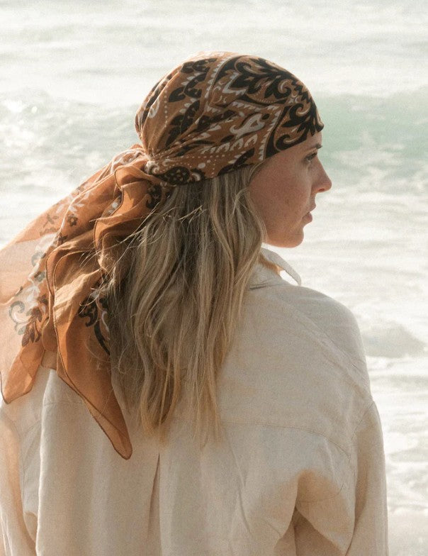 Foulard bandana coton - Camel
