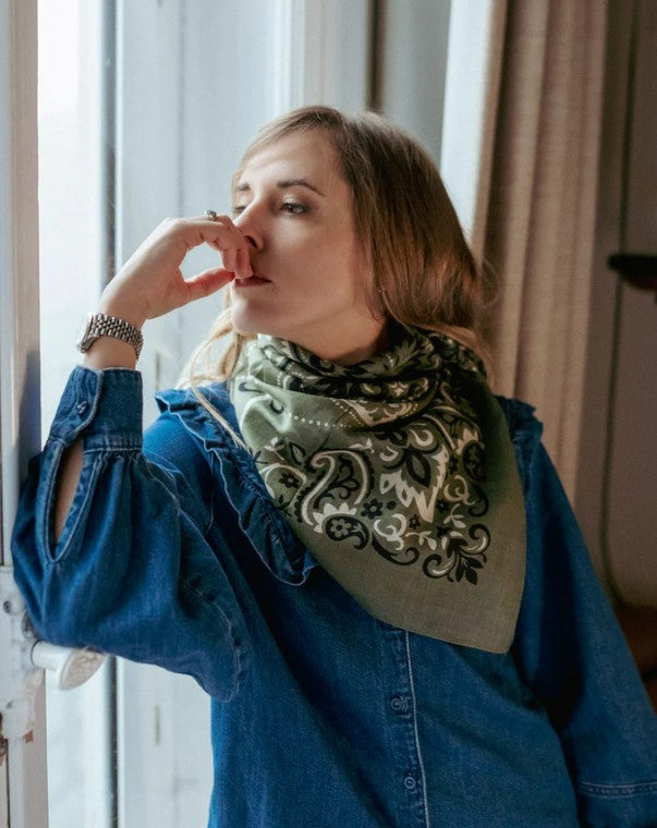 Foulard bandana coton - Kaki