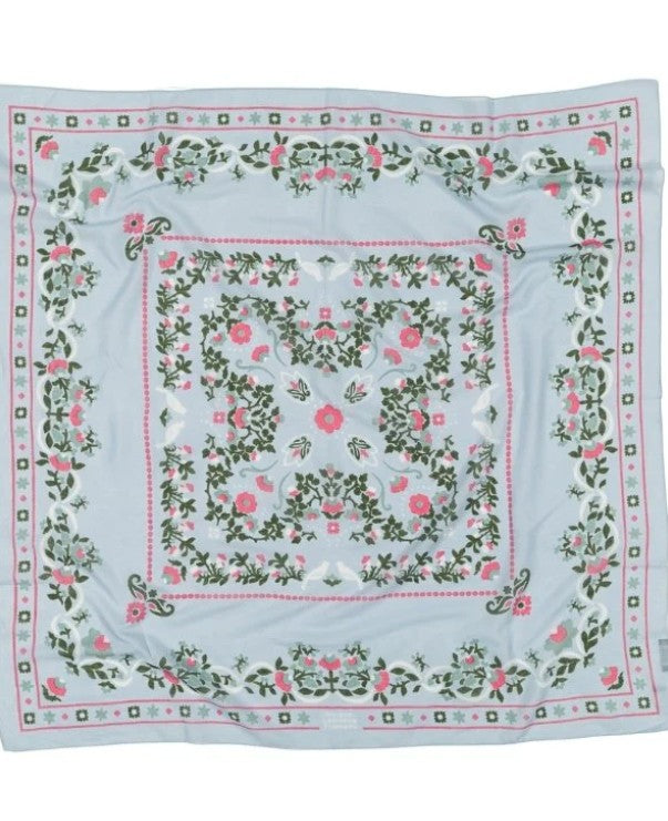 Foulard secret garden coton - ciel