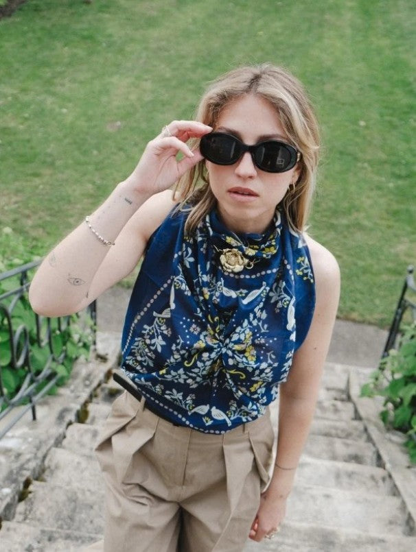 Foulard secret garden coton - navy
