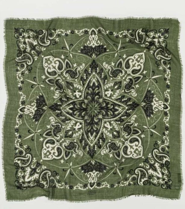 Foulard bandana laine/soie - kaki