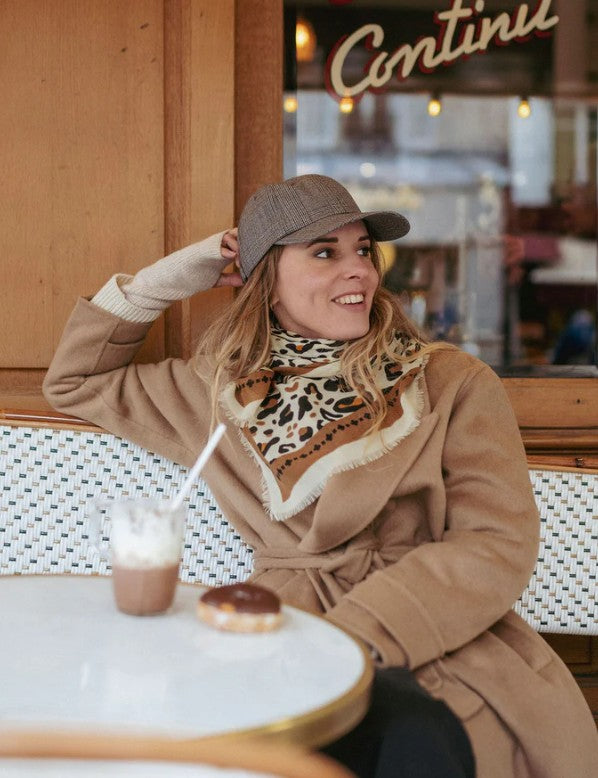 Foulard Leo laine/soie - beige camel