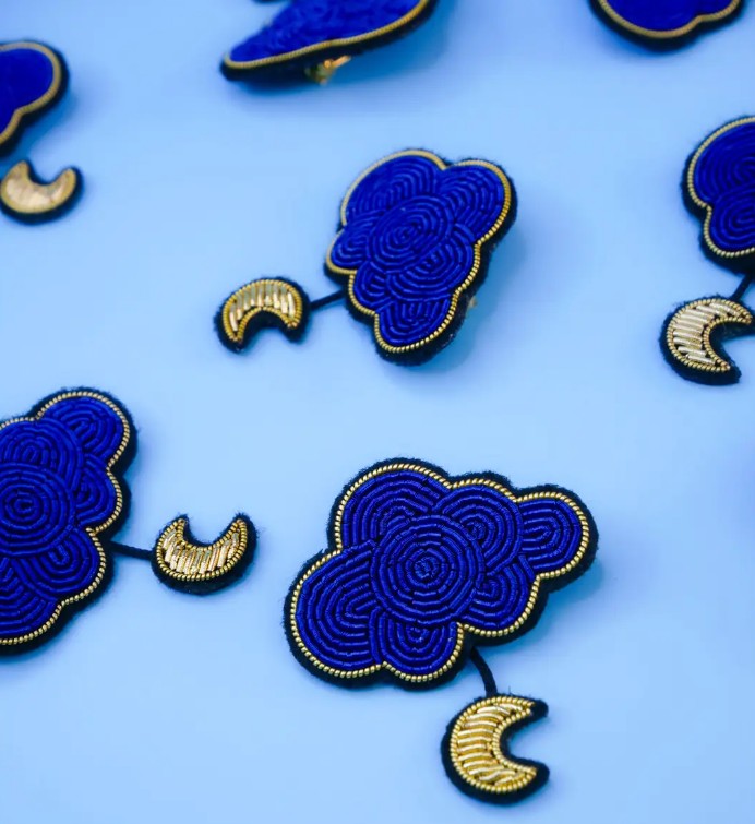 Broche - Nuage et lune