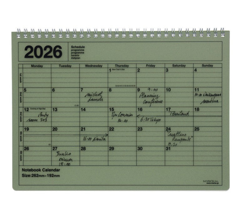 Notebook calendar 2026 S - Kaki