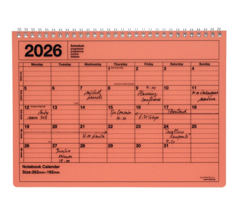 Notebook calendar 2026 S - Orange