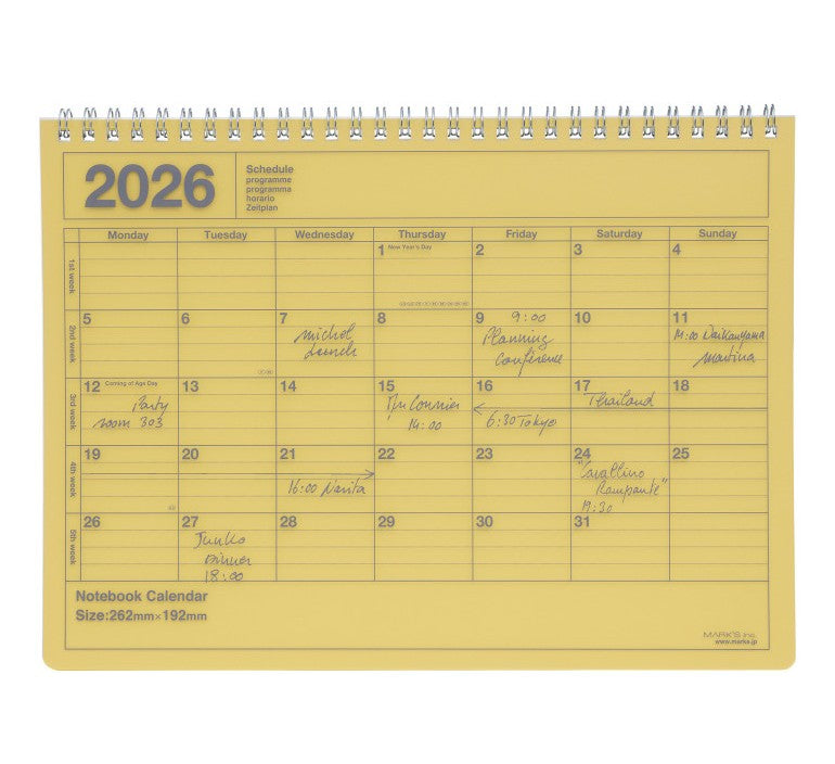Notebook calendar 2026 M - Yellow