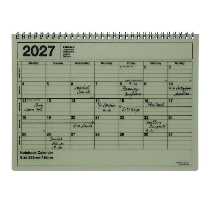 Notebook calendar 2027 M - Khaki