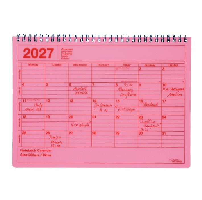 Notebook calendar 2027 M - Neon Pink