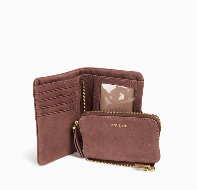 Portefeuille et portemonnaie amovible Joyce - Bois de rose