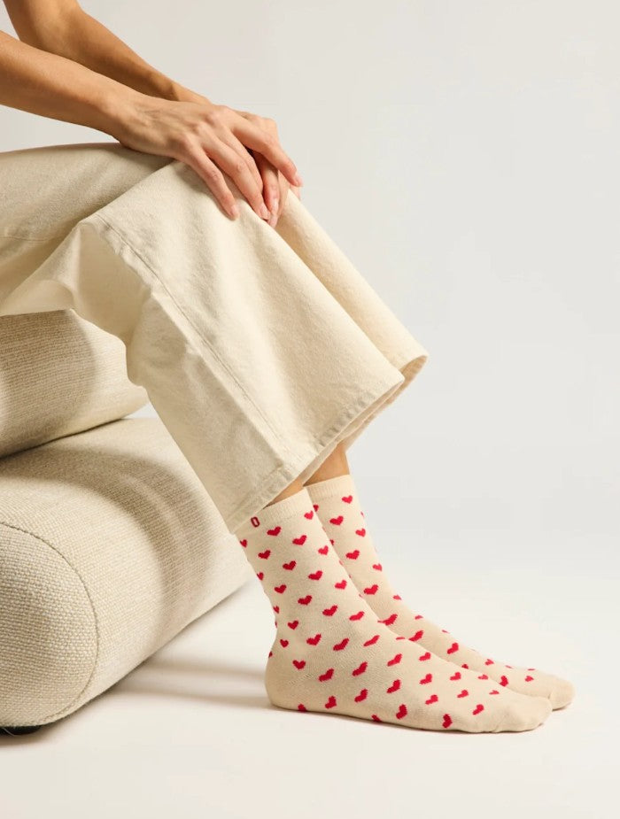 Pack de 3 chaussettes - Petit coeur bordeaux doré