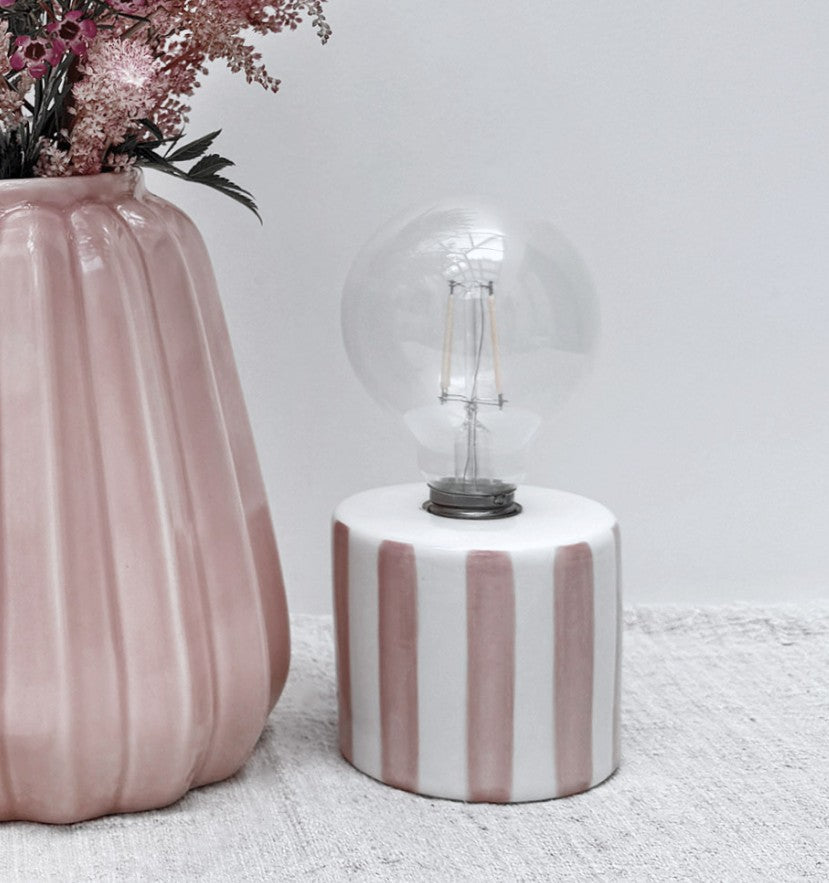 Lampe rayée - Rose