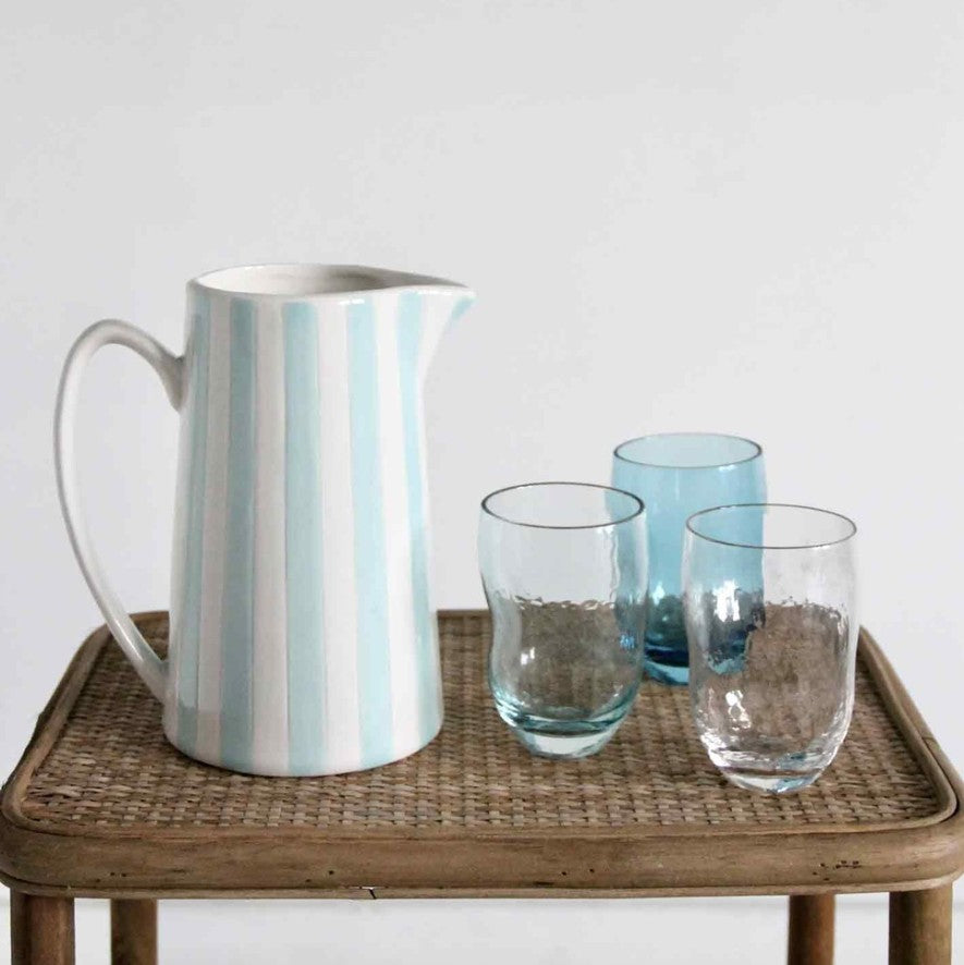 Pichet rayé - bleu givré