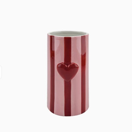 Vase - rayures coeur rouge - 020268