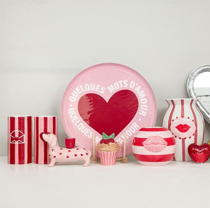Vase - rayures coeur rouge - 020268
