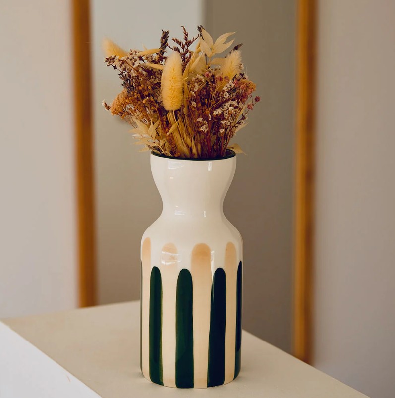Vase Totem en céramique Mediterranea - Vert/beige