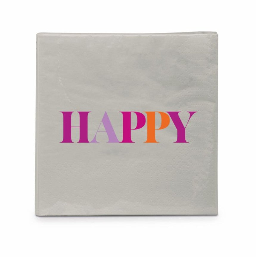 Serviettes en papier format cocktail - Happy - 525002933
