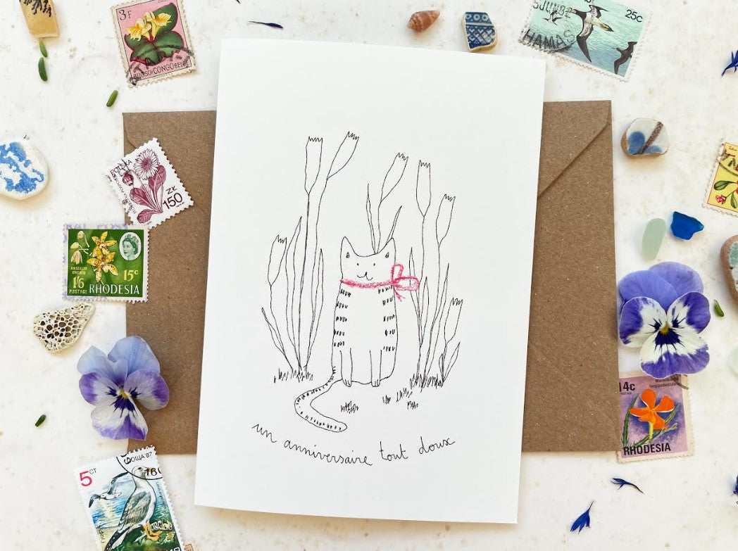 Carte Postale Double - Un anniversaire tout doux