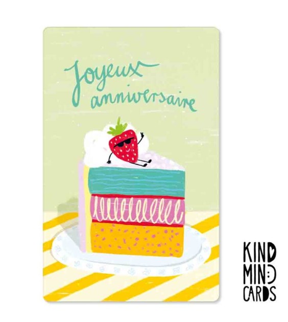 Carte postale Kind - Joyeux anniversaire strawberry cake - KM0301FR