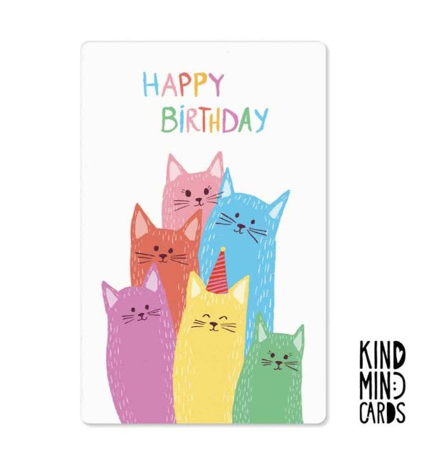 Carte postale Kind - Happy Birthday rainbow cat family - KM0614EN