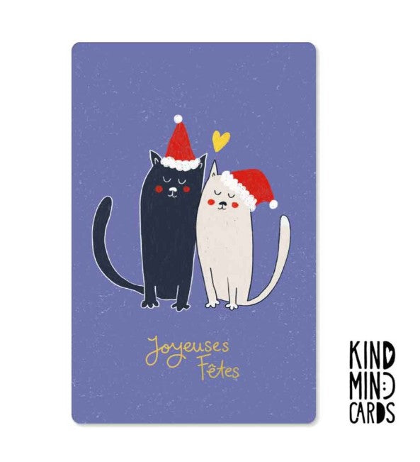 Carte postale - Joyeuses fetes cat couples - XKM0129FR