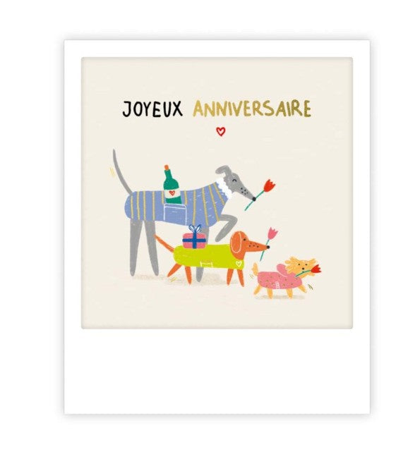 Mini carte postale - joyeux anniversaire dogs - MP1135FR