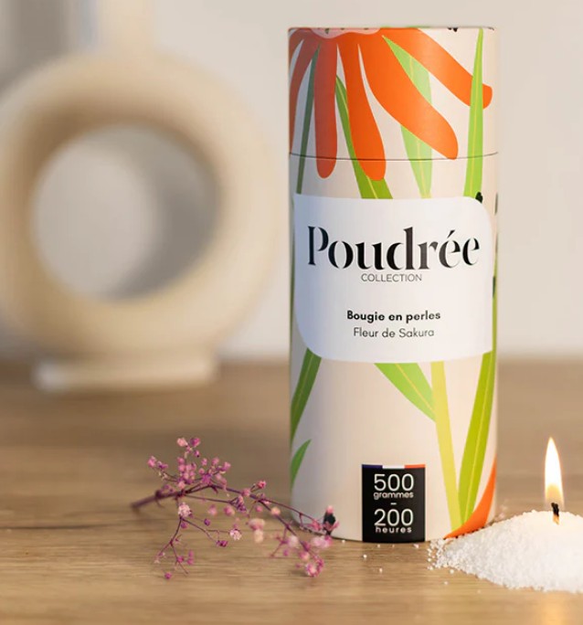 Bougie en perles de cire - Flora - Fleur de Sakura