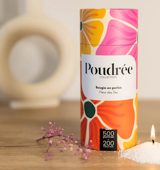Bougie en perles de cire - Flora - Fleur des îles