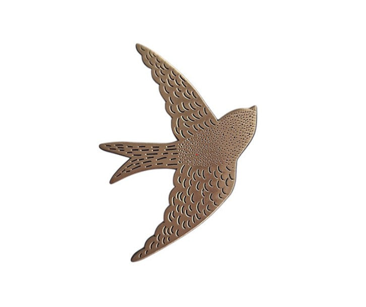 Bijou mural en laiton - Oiseau gravé