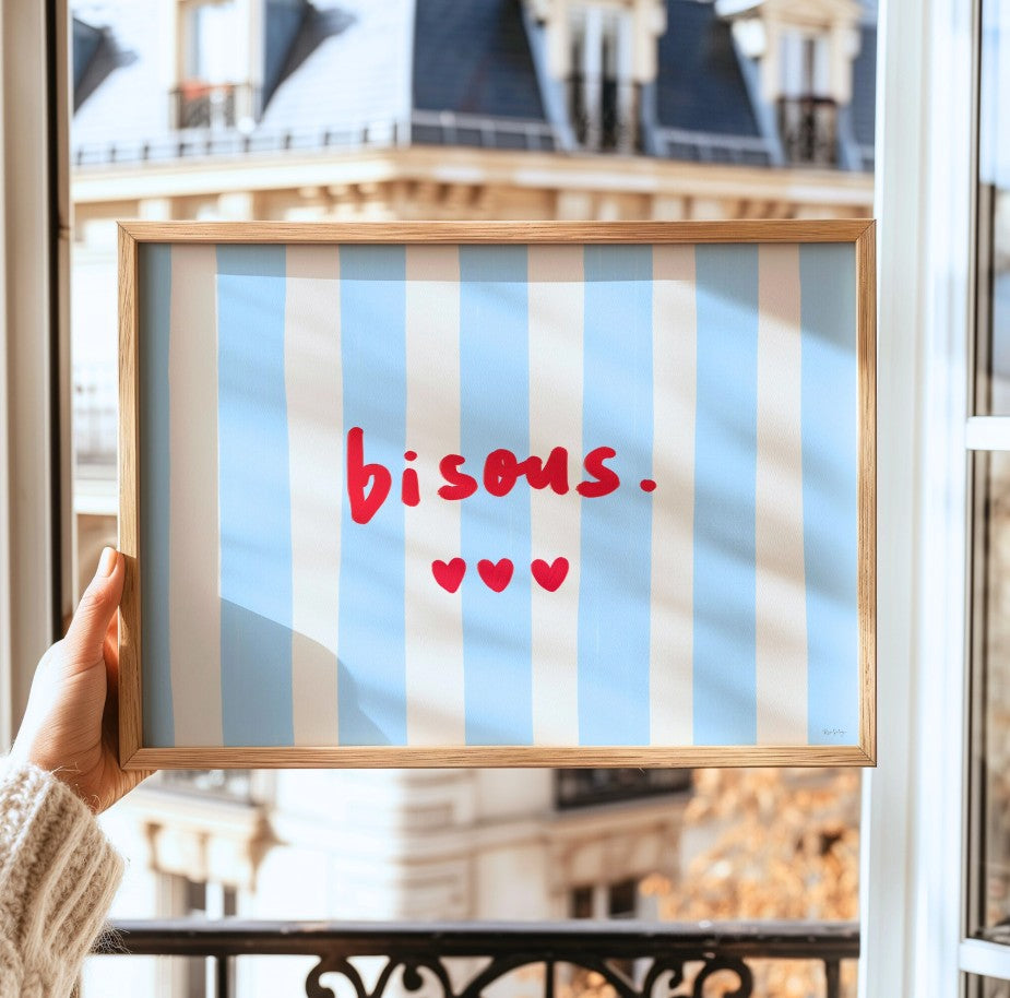 Affiche A5  - Bisous - Bleu