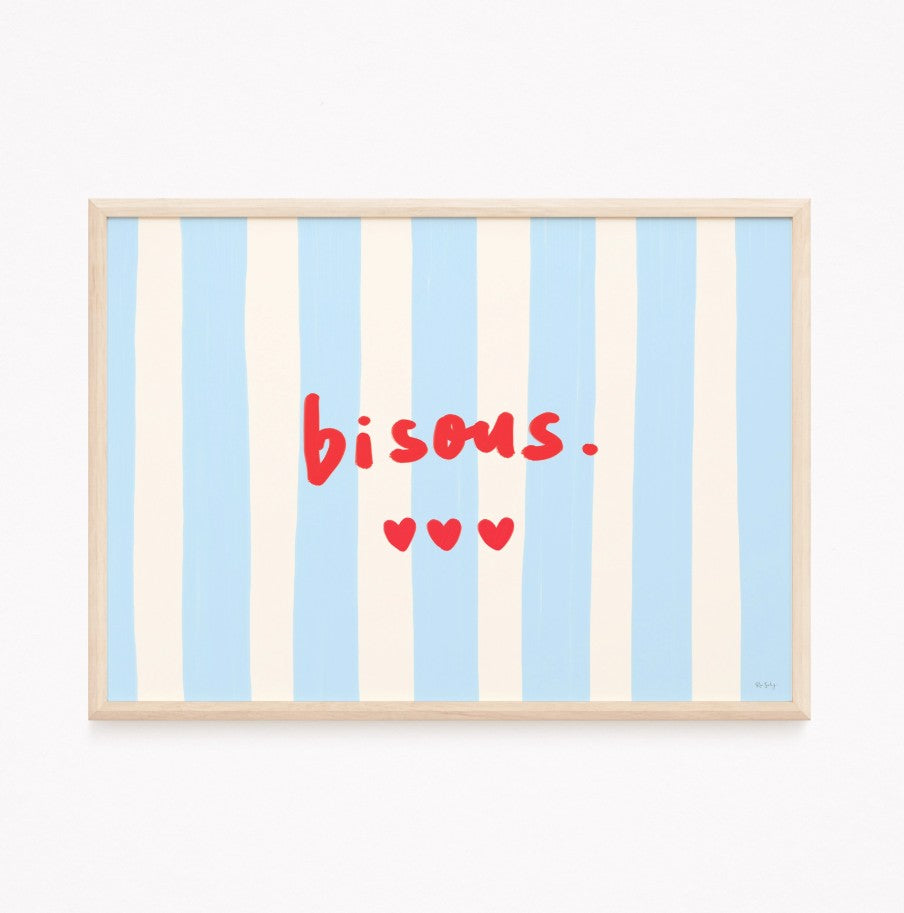 Affiche A4  - Bisous - Bleu