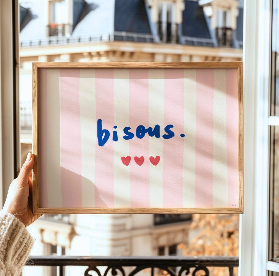 Affiche A4  - Bisous - Rose & Bleu