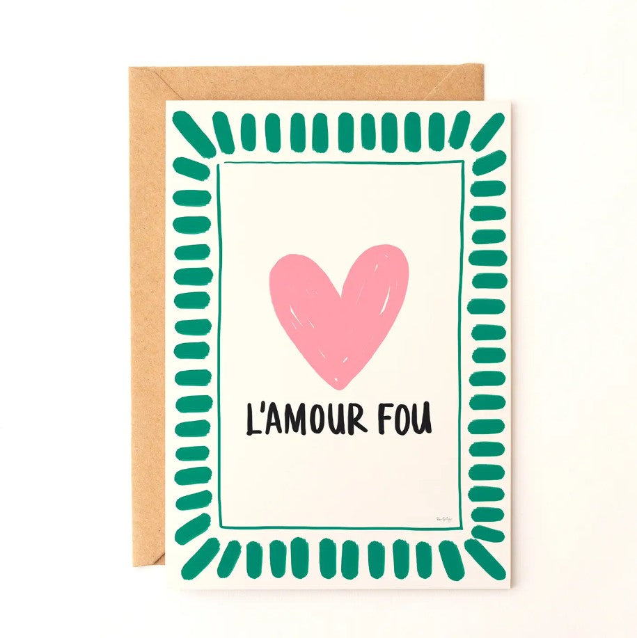 Carte avec enveloppe - L'amour Fou - Vert