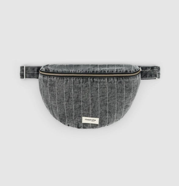 Custine XL - Le sac Banane XL - Striped black denim - Denim Twist
